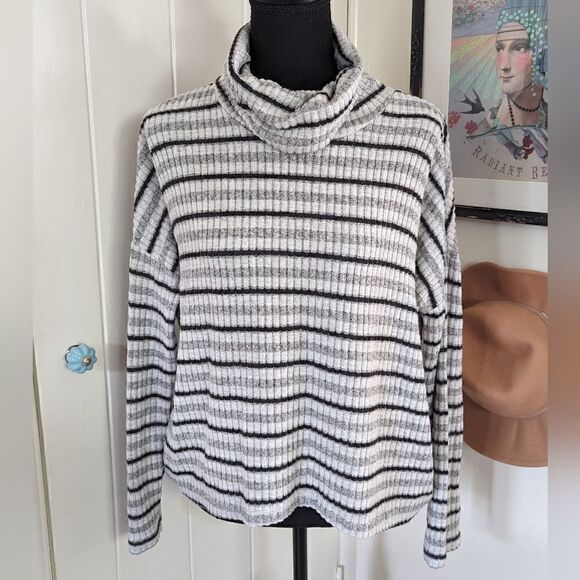 Anthropologie Striped Cowl Neck Top XS Cozycore Countryside Preppy Cabincore - Picture 4 of 13